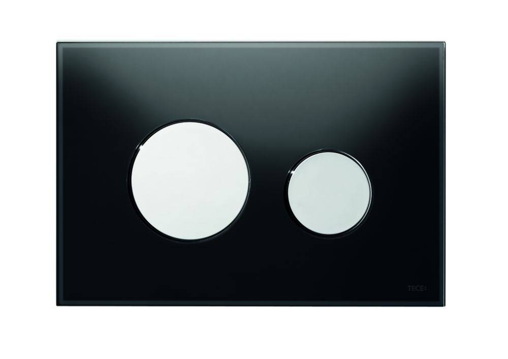 Plaque de commande WC TECEloop pour technologie 2-débits, couleur graphite brillant, finition brillante