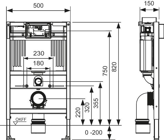 TECE base WC-Element Bauhöhe 820mm, mit Uni-Spülkasten