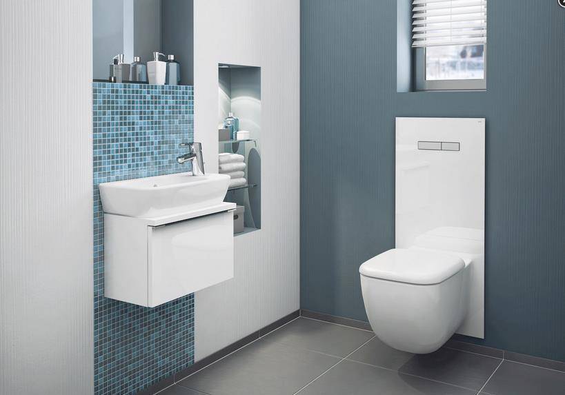 TECElux WC-Betätigungsplatte manuell, Glas weiß, Tasten chrom