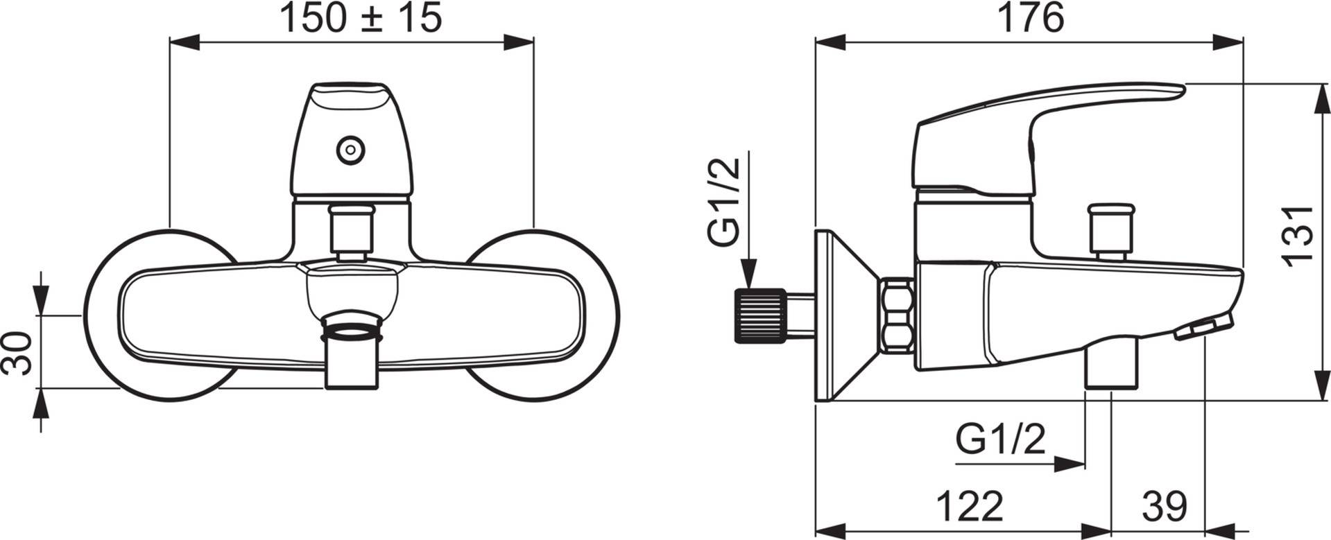 Hansa Wannen-Hebelmischer Hansapinto Neu f. Wand. Umstellung Brause/Wanne chrom