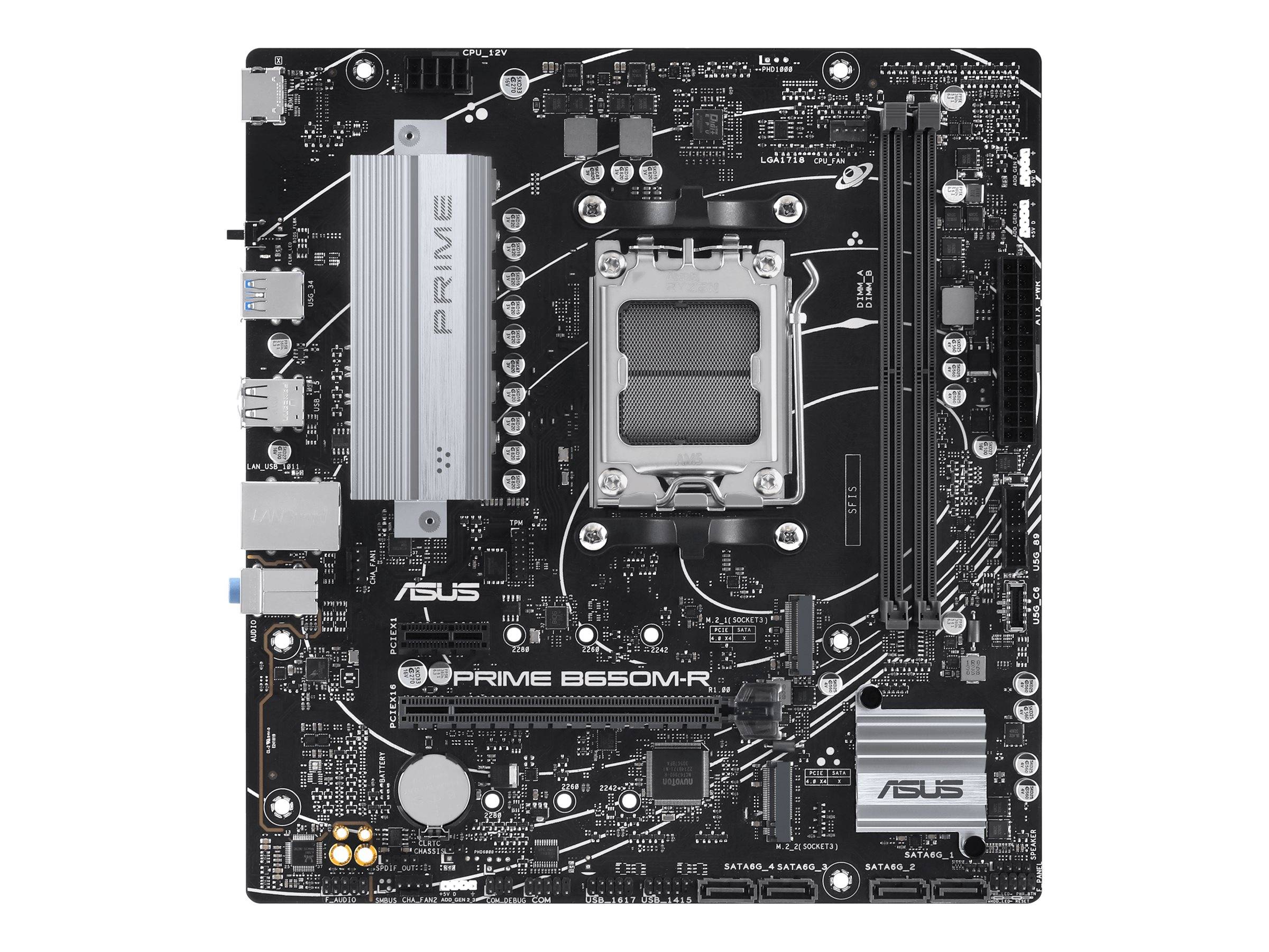 ASUS PRIME B650M-R - Motherboard - micro ATX - Socket AM5 - AMD B650 Chipsatz - USB 3.2 Gen 1, USB-C 3.2 Gen 1 - 2.5 Gigabit LAN - Onboard-Grafik