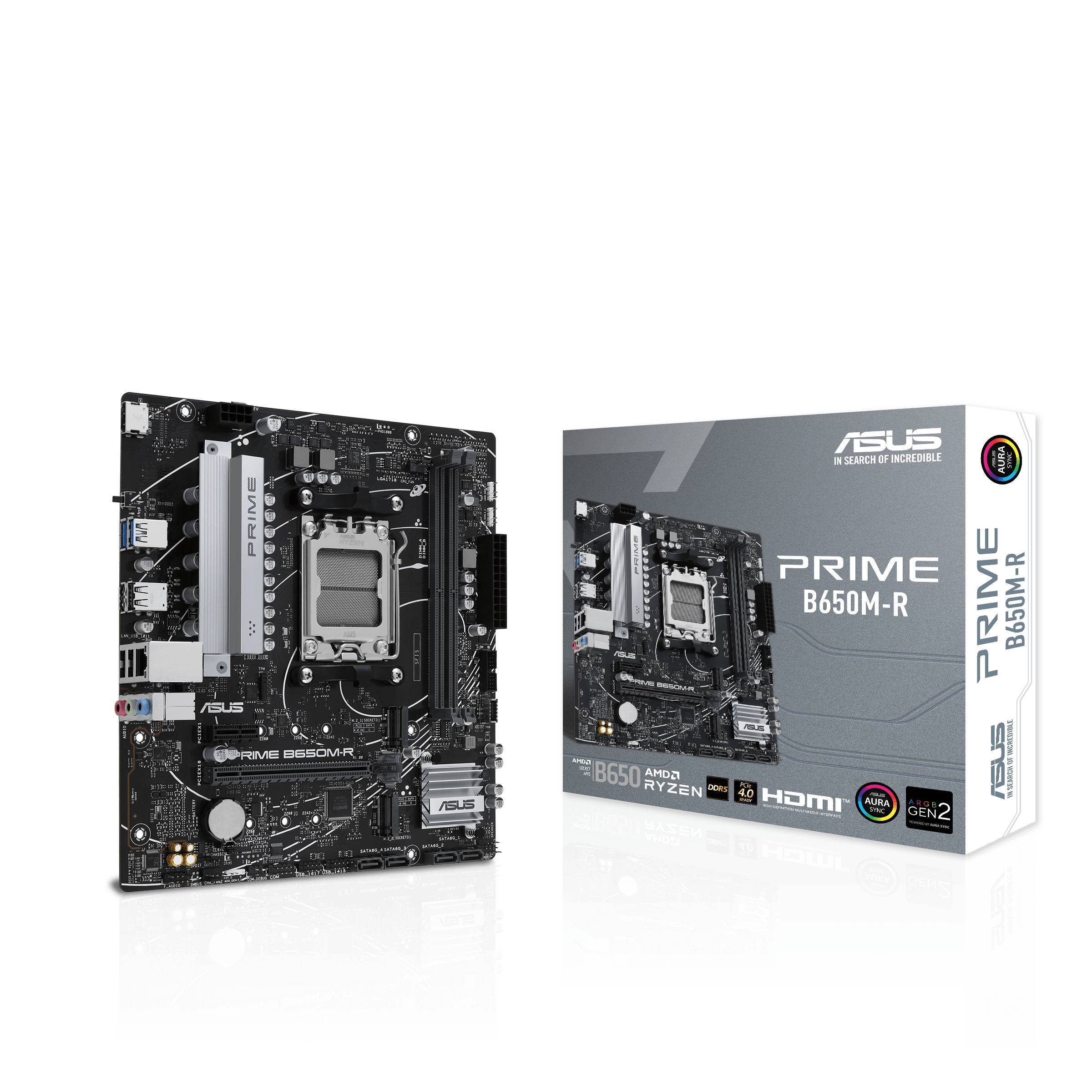 ASUS PRIME B650M-R - Motherboard - micro ATX - Socket AM5 - AMD B650 Chipsatz - USB 3.2 Gen 1, USB-C 3.2 Gen 1 - 2.5 Gigabit LAN - Onboard-Grafik