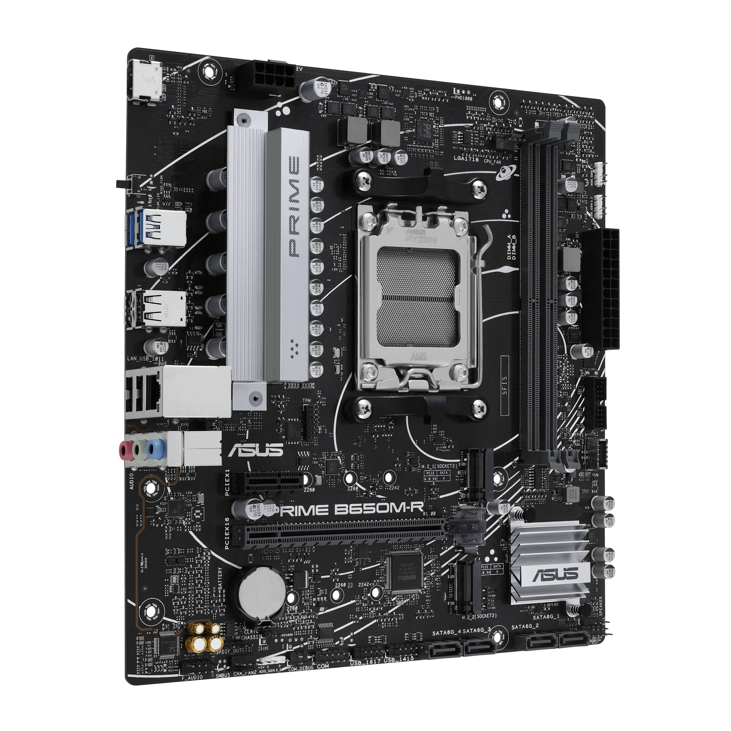 ASUS PRIME B650M-R - Motherboard - micro ATX - Socket AM5 - AMD B650 Chipsatz - USB 3.2 Gen 1, USB-C 3.2 Gen 1 - 2.5 Gigabit LAN - Onboard-Grafik