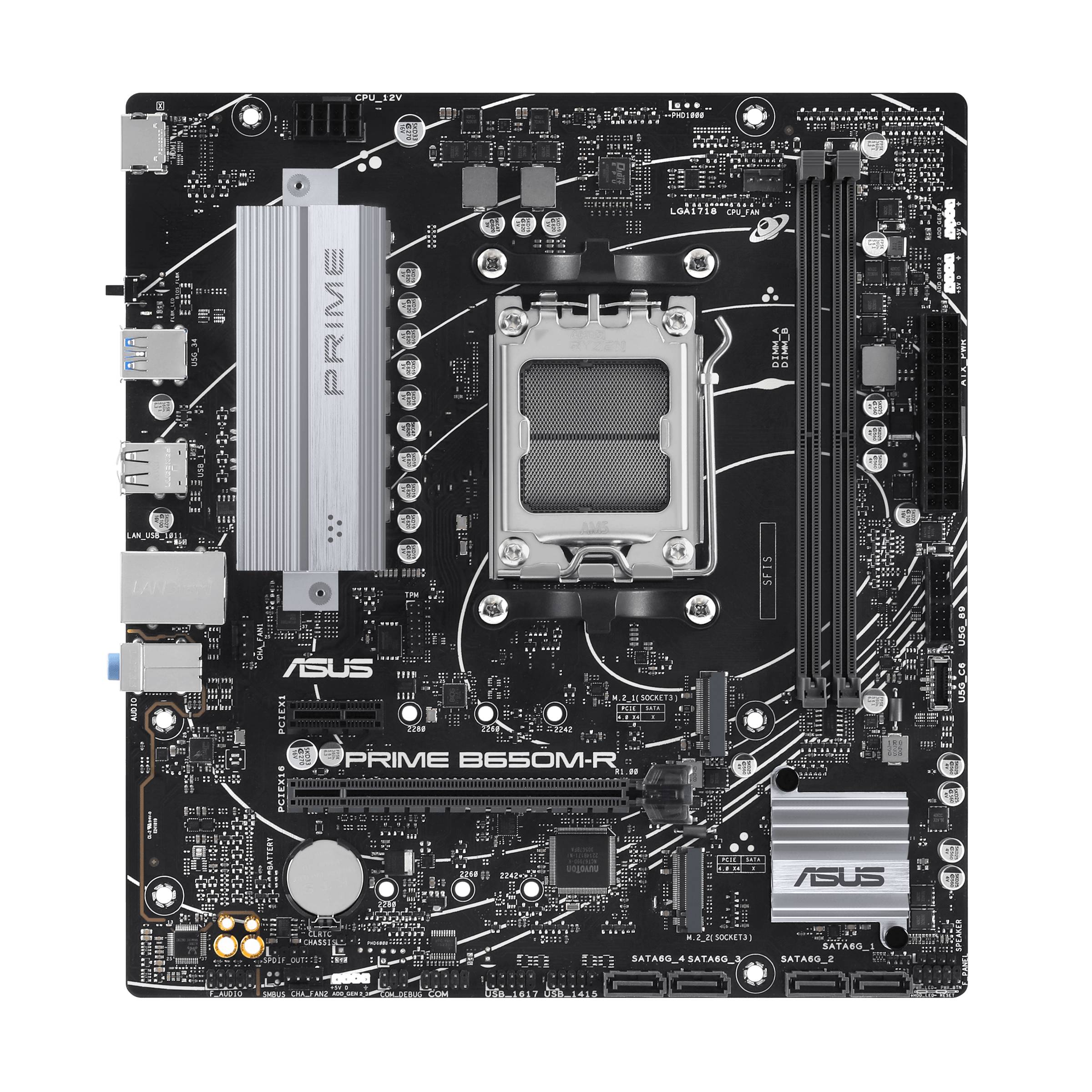 ASUS PRIME B650M-R - Motherboard - micro ATX - Socket AM5 - AMD B650 Chipsatz - USB 3.2 Gen 1, USB-C 3.2 Gen 1 - 2.5 Gigabit LAN - Onboard-Grafik