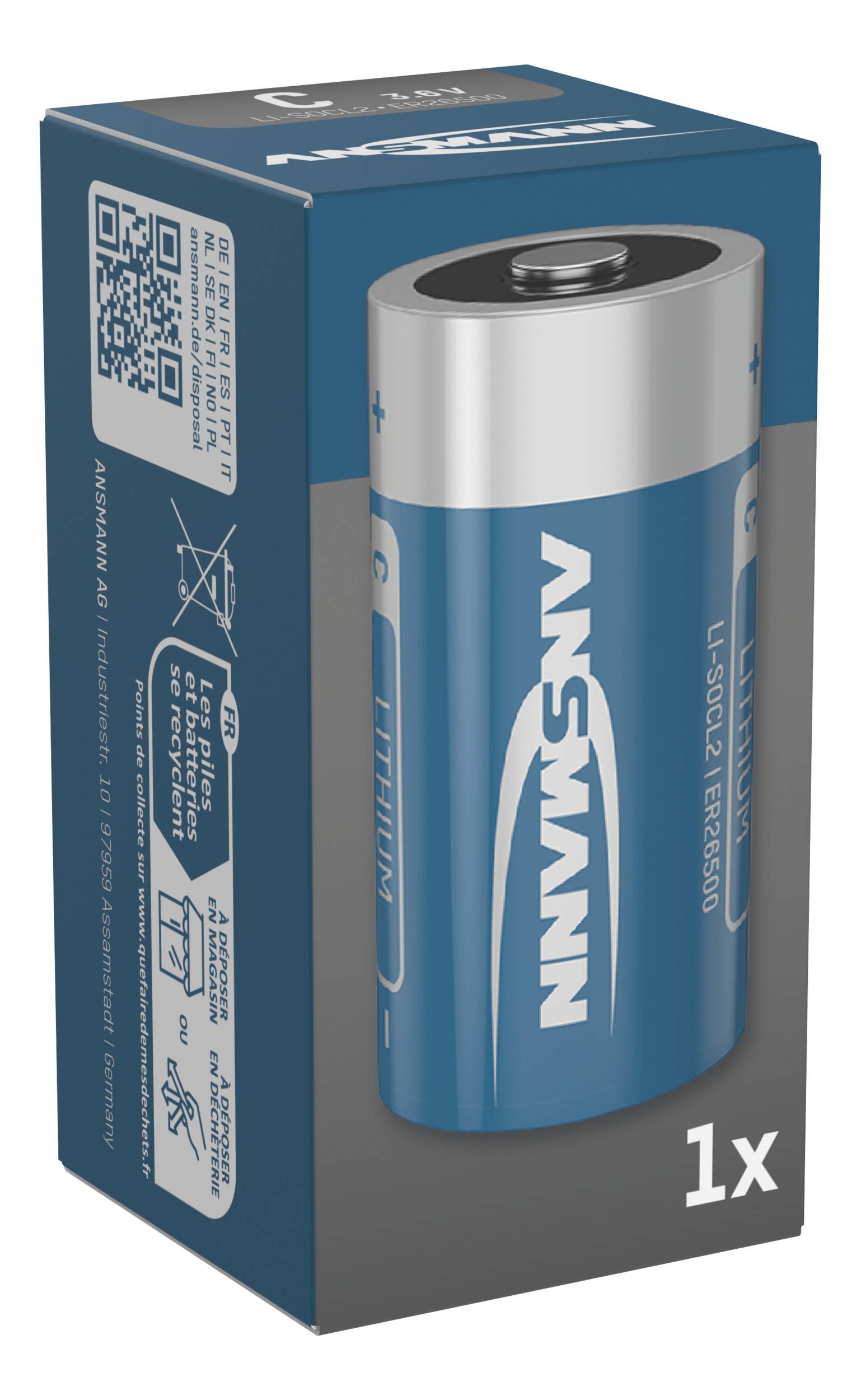 ANSMANN Lithium-Thionylchlorid Batterie ER26500 C 3,6 Volt 1523-0005
