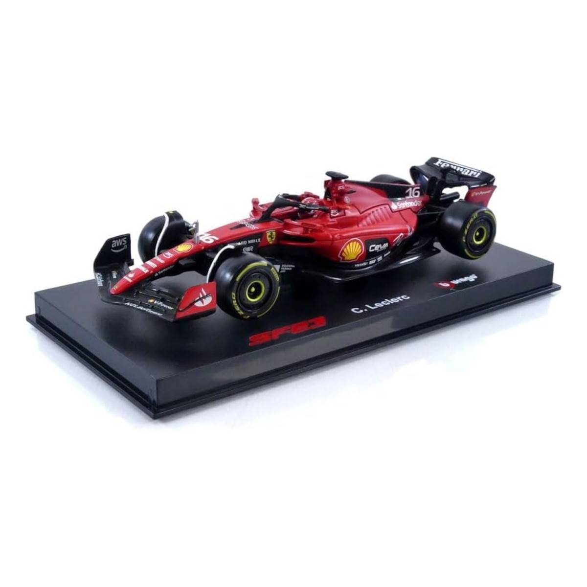 Bburago 18-36835L - Modellauto - F1 Ferrari SF-23 #16 Leclerc (mit Helm, Maßstab 1:43) Formel 1