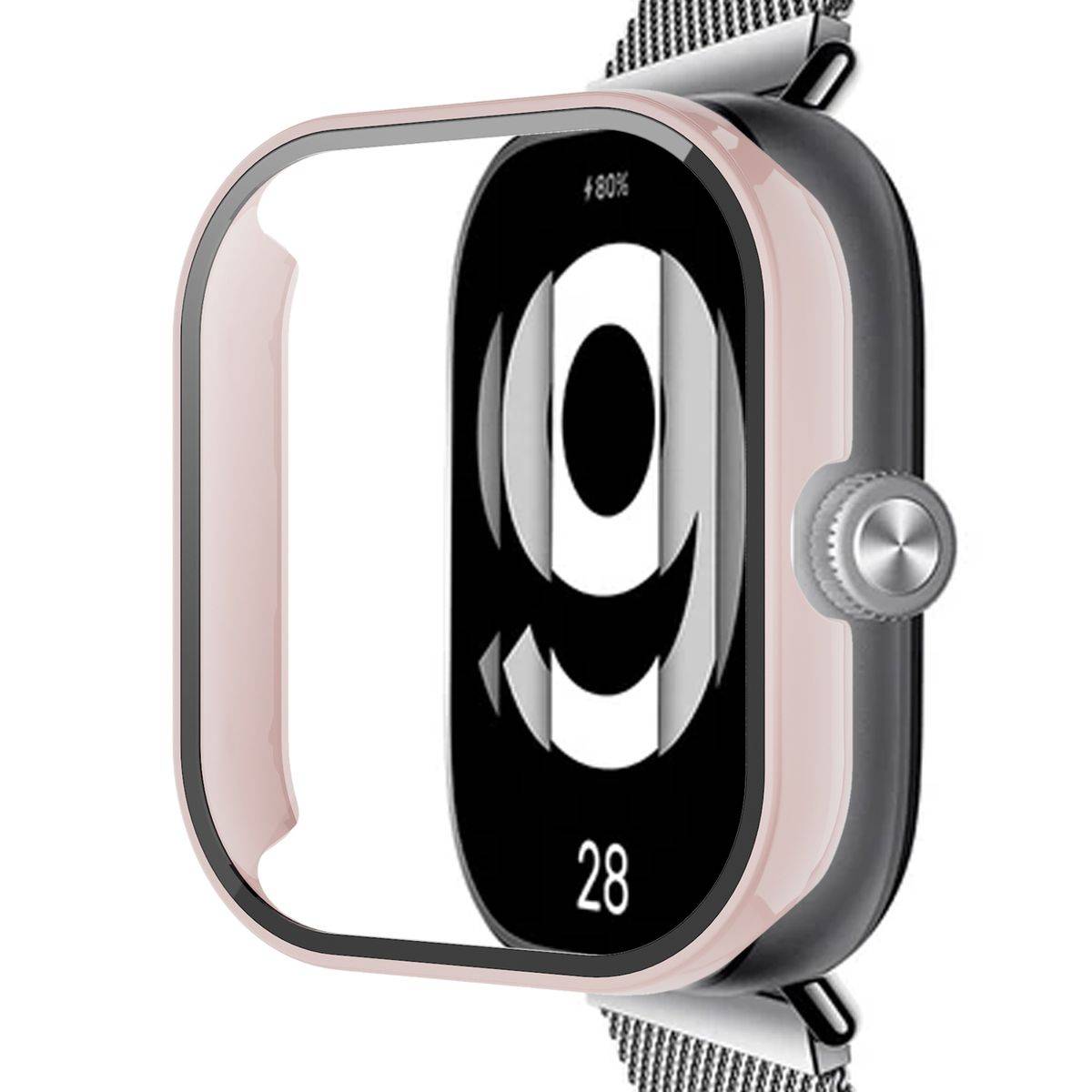 Für Xiaomi Redmi Watch 4 Kunststoff Watch Hülle + 3D Schutzglas Rosa