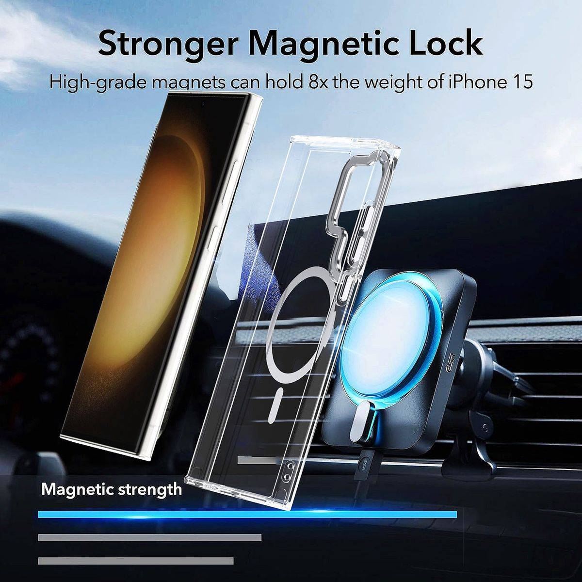 Für Samsung Galaxy S24 Ultra MagSafe Acryl TPU Silikon Hülle Schwarz
