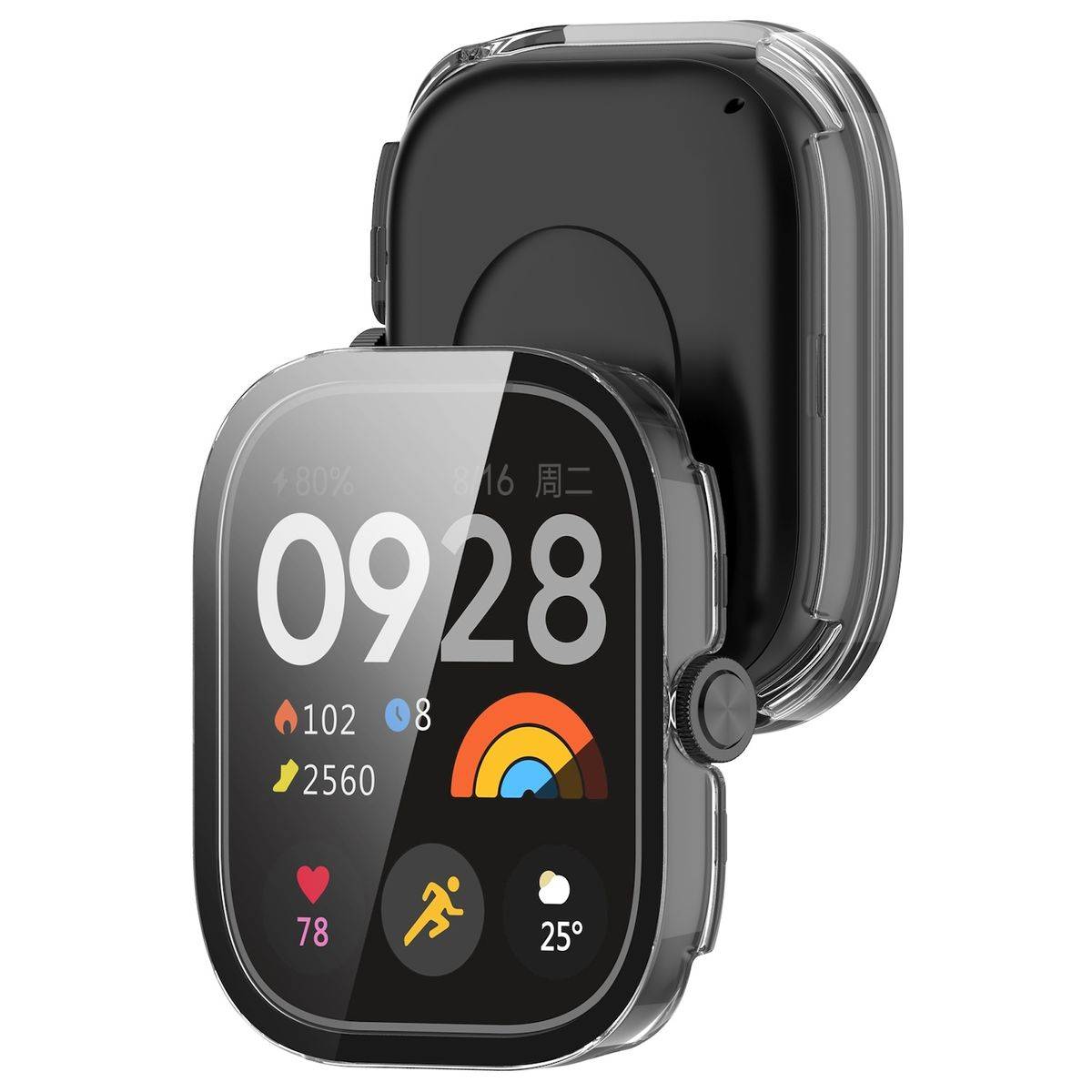 Für Xiaomi Redmi Watch 4 Kunststoff Hülle + Schutzglas Transparent