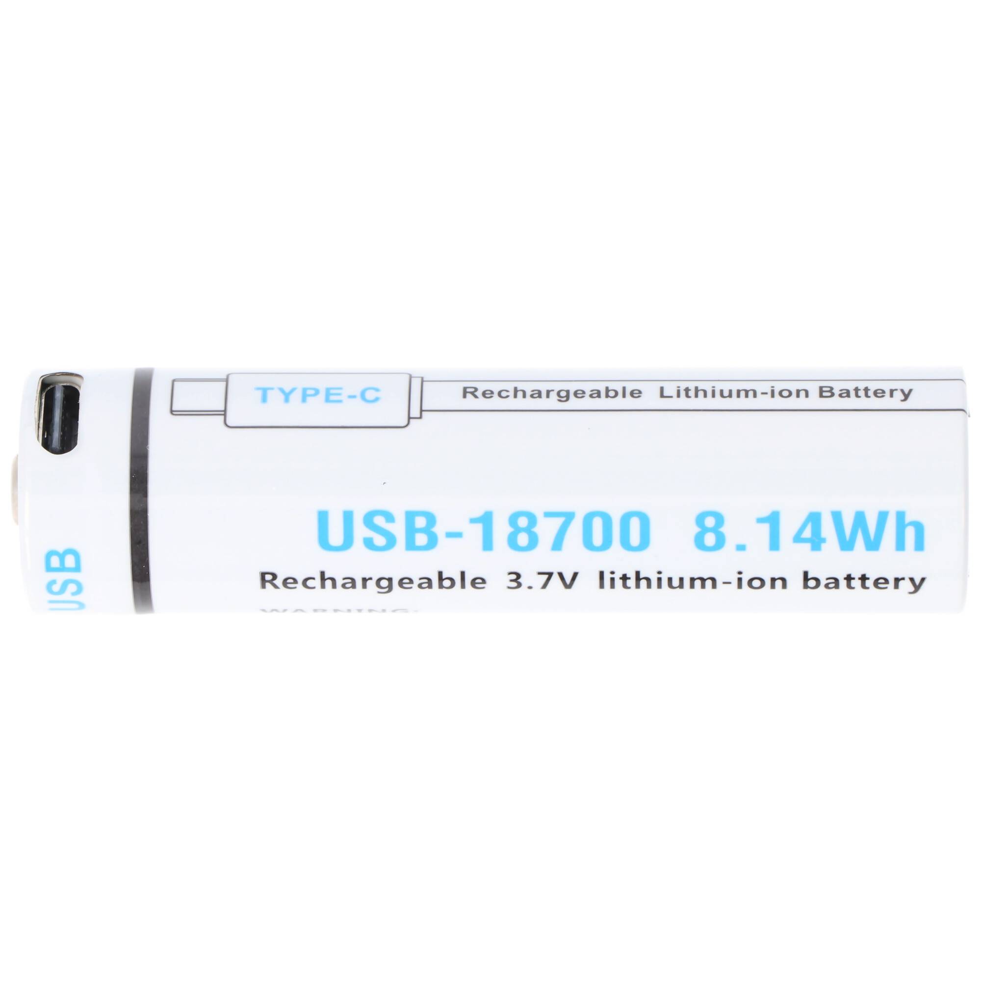 Rundzelle 18650, Li-ion, 3,7V, 2200mAh, 8,1Wh, mit USB-C Charging Port, 69,9mm x 18,3mm