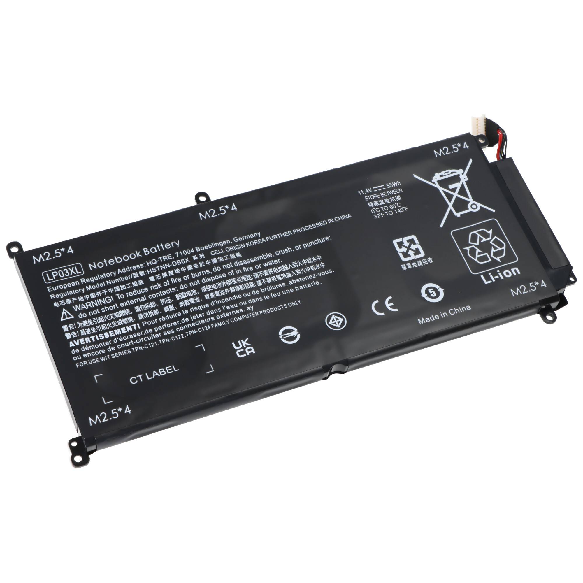 Akku passend für HP Envy 15-AE065sa, 15-AE116x, LP03XL, Li-Polymer, 11,4V, 4800mAh, 55Wh
