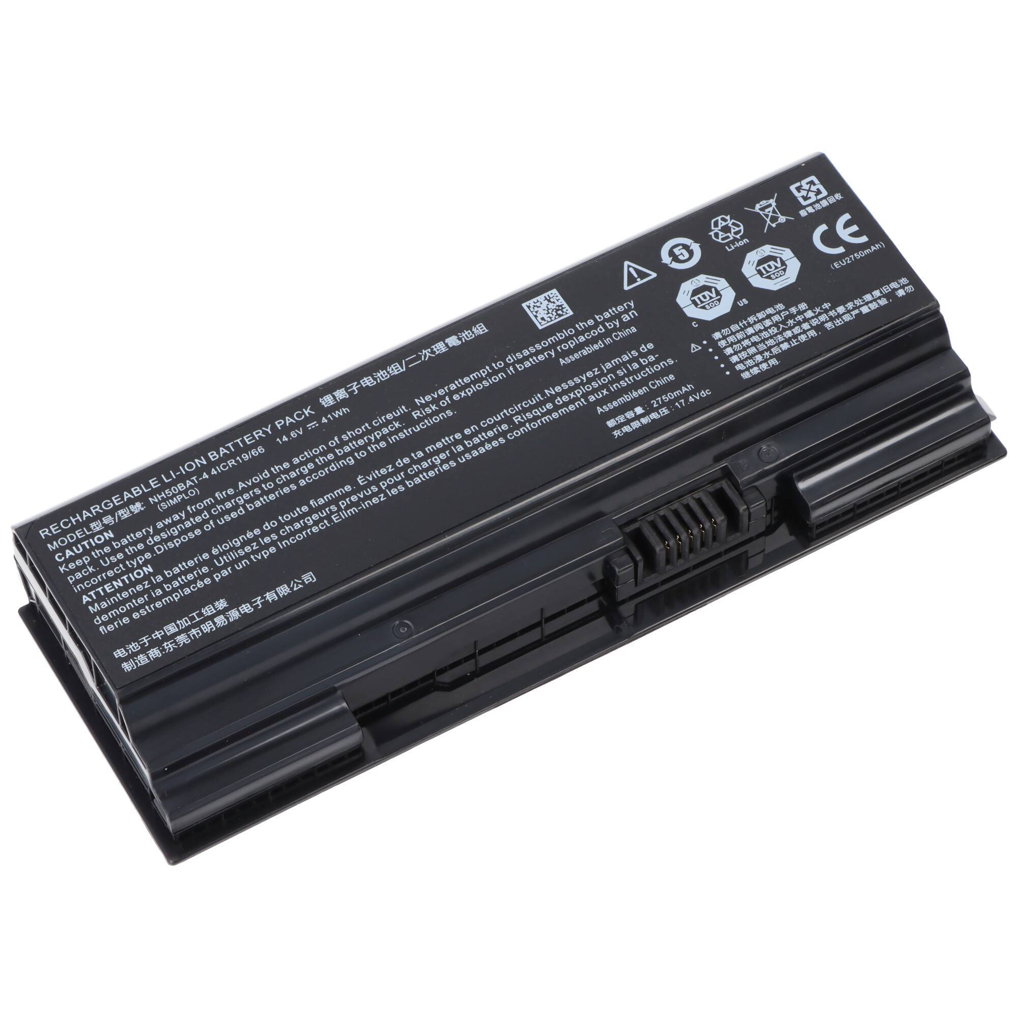 Akku passend für Clevo NH50ED, NH55EDQ, Li-ion, 14,6V, 2750mAh, 41Wh