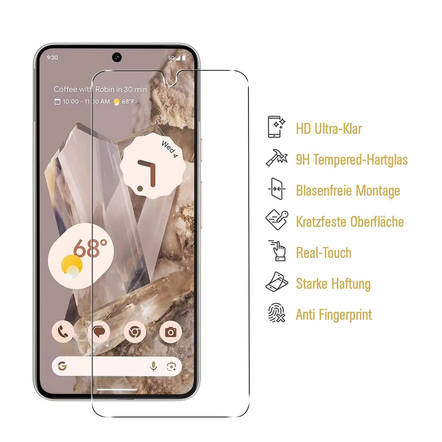 2x Flexibles 9H Panzerglas für Google Pixel 8 HD KLAR Displayschutz Schutzfolie Schutzglas Panzerfolie Screen-Protector Anti-Shock Anti-Bruch