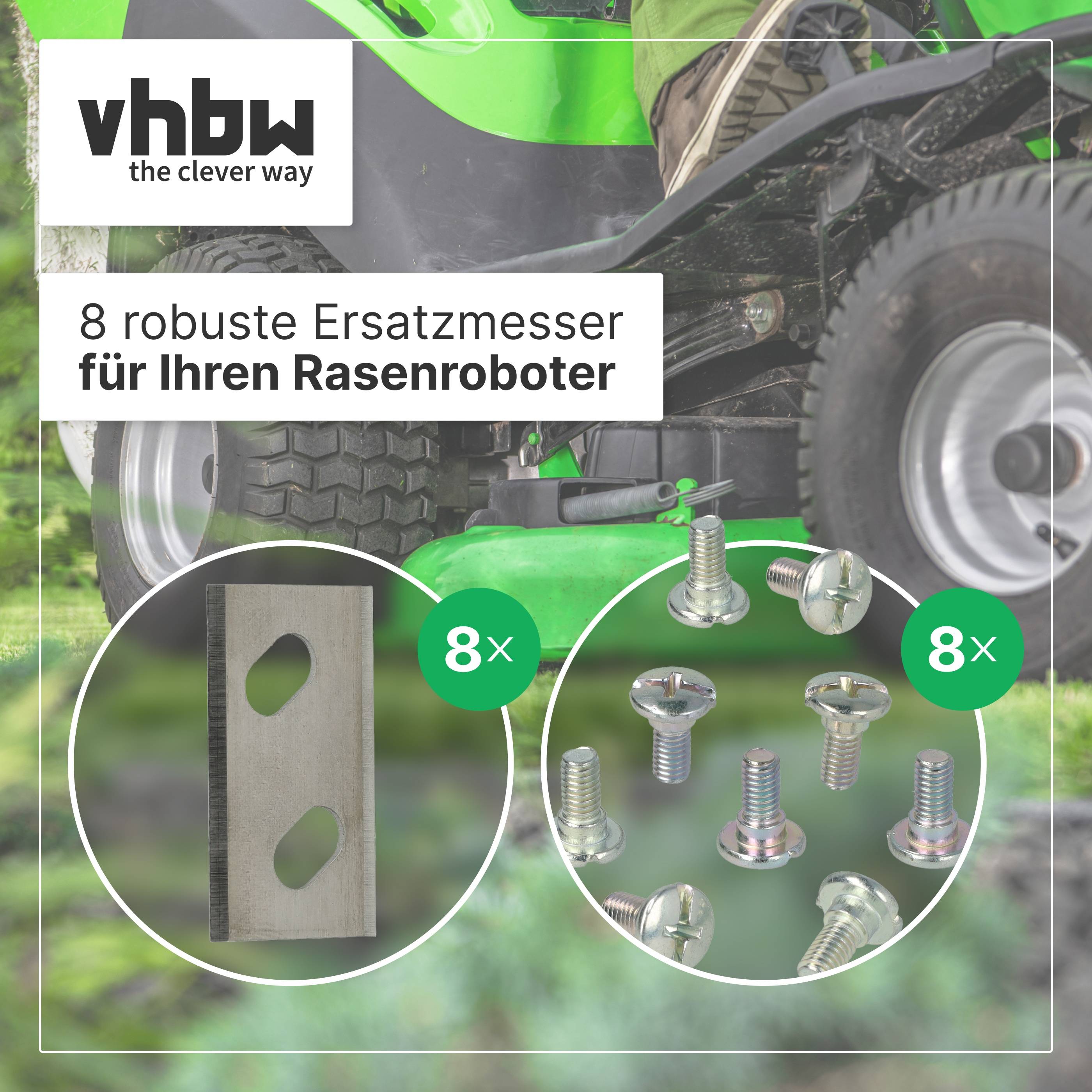 vhbw Anzeige für „8 robuste Ersatzmesser für Ihren Rasenroboter