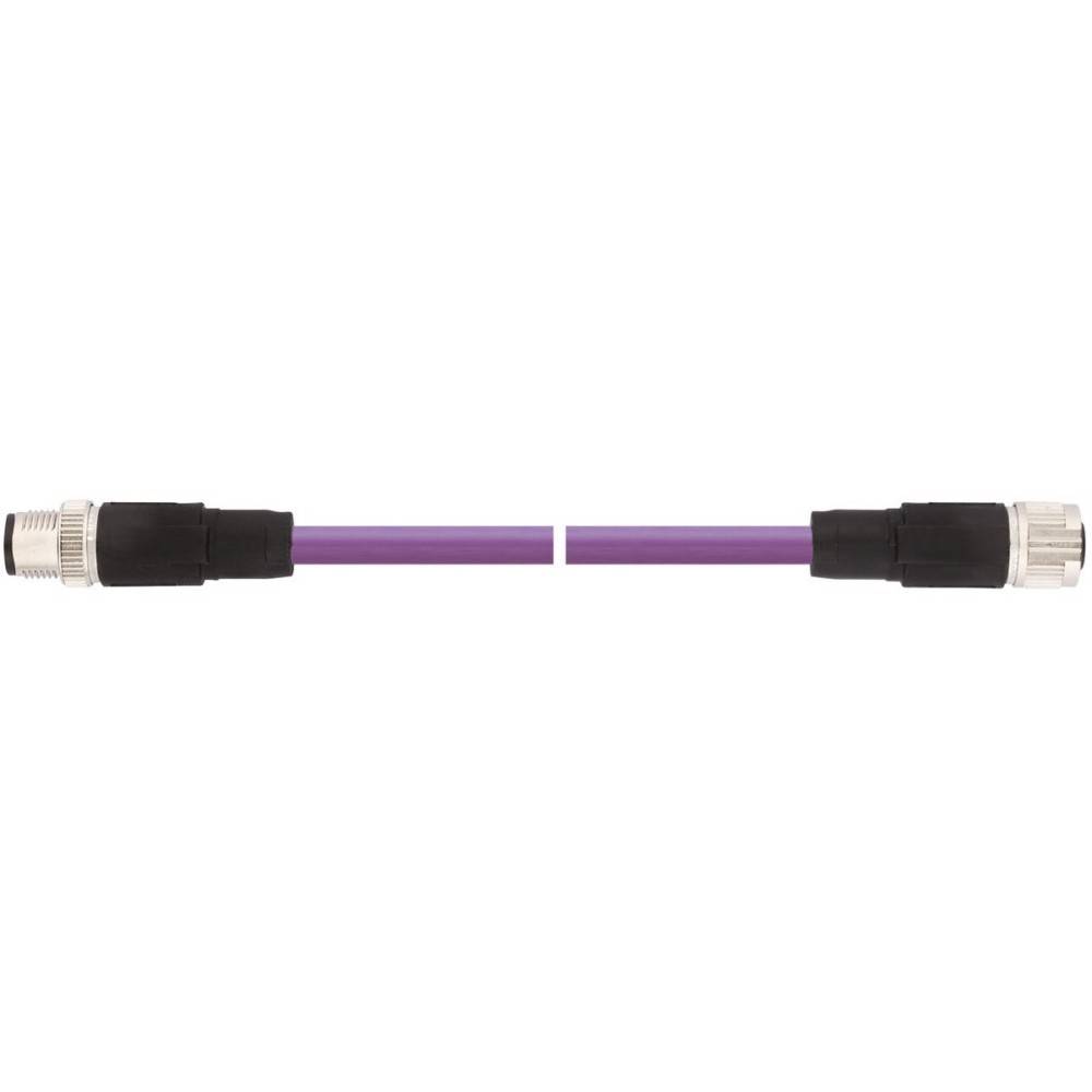 Ein violettes Industriekabel mit Schraubanschlüssen an beiden Enden.