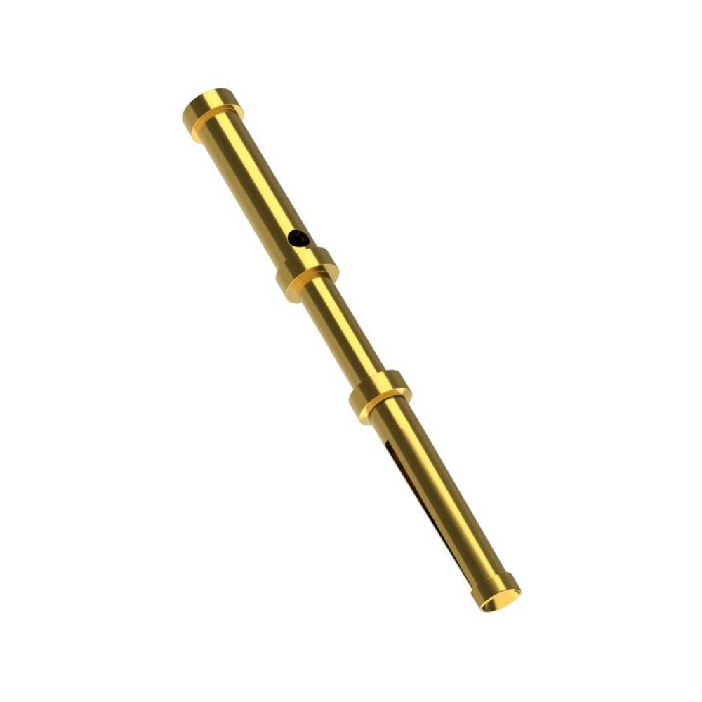 Eine goldene Flöte mit mehreren Tonlöchern, die zum Musizieren verwendet wird.