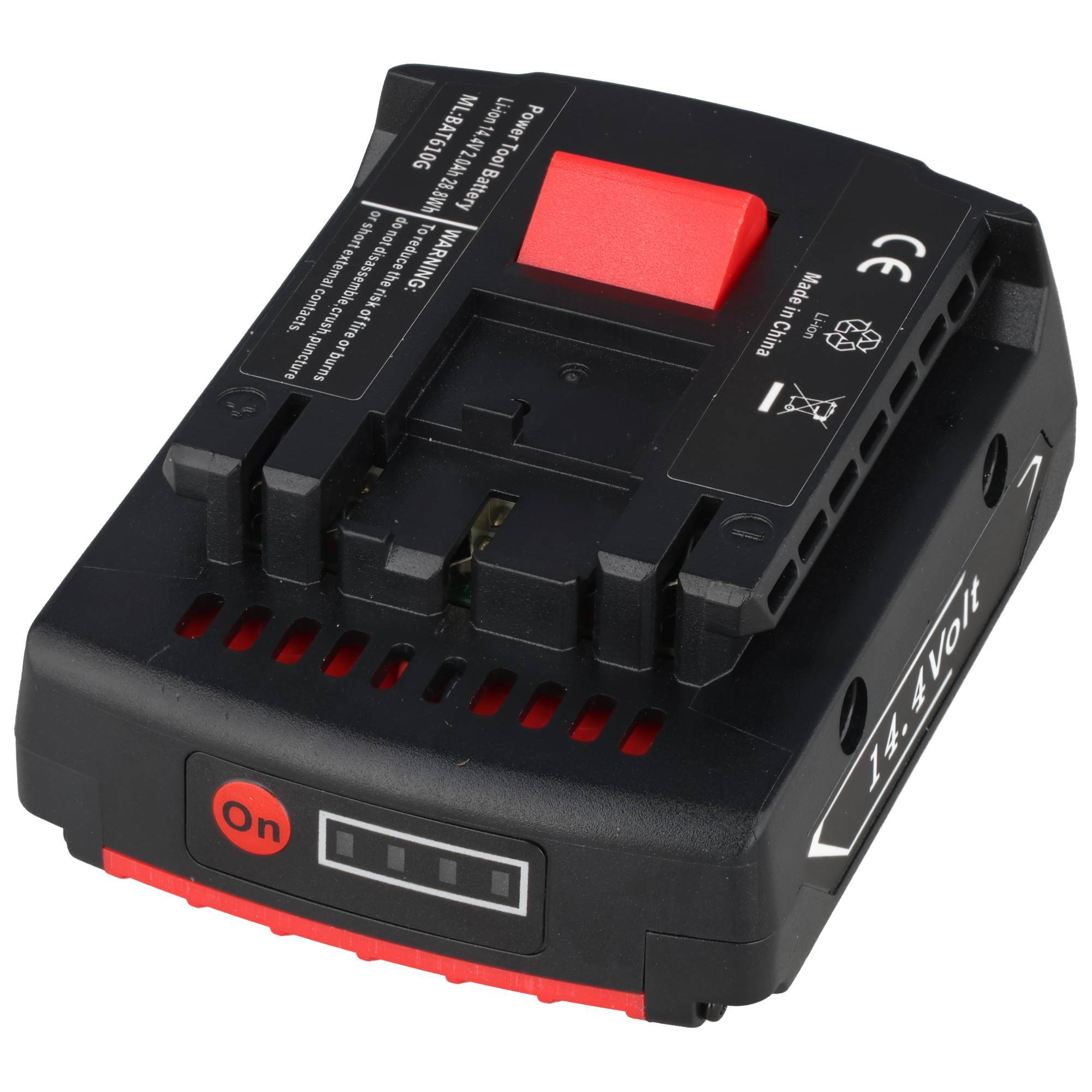 Akku kompatibel für Bosch GDR 14,4V-LI, GSR 14,4 VE-2-LI, Li-ion, 14,4V, 2000mAh, 28,8Wh, schwarz