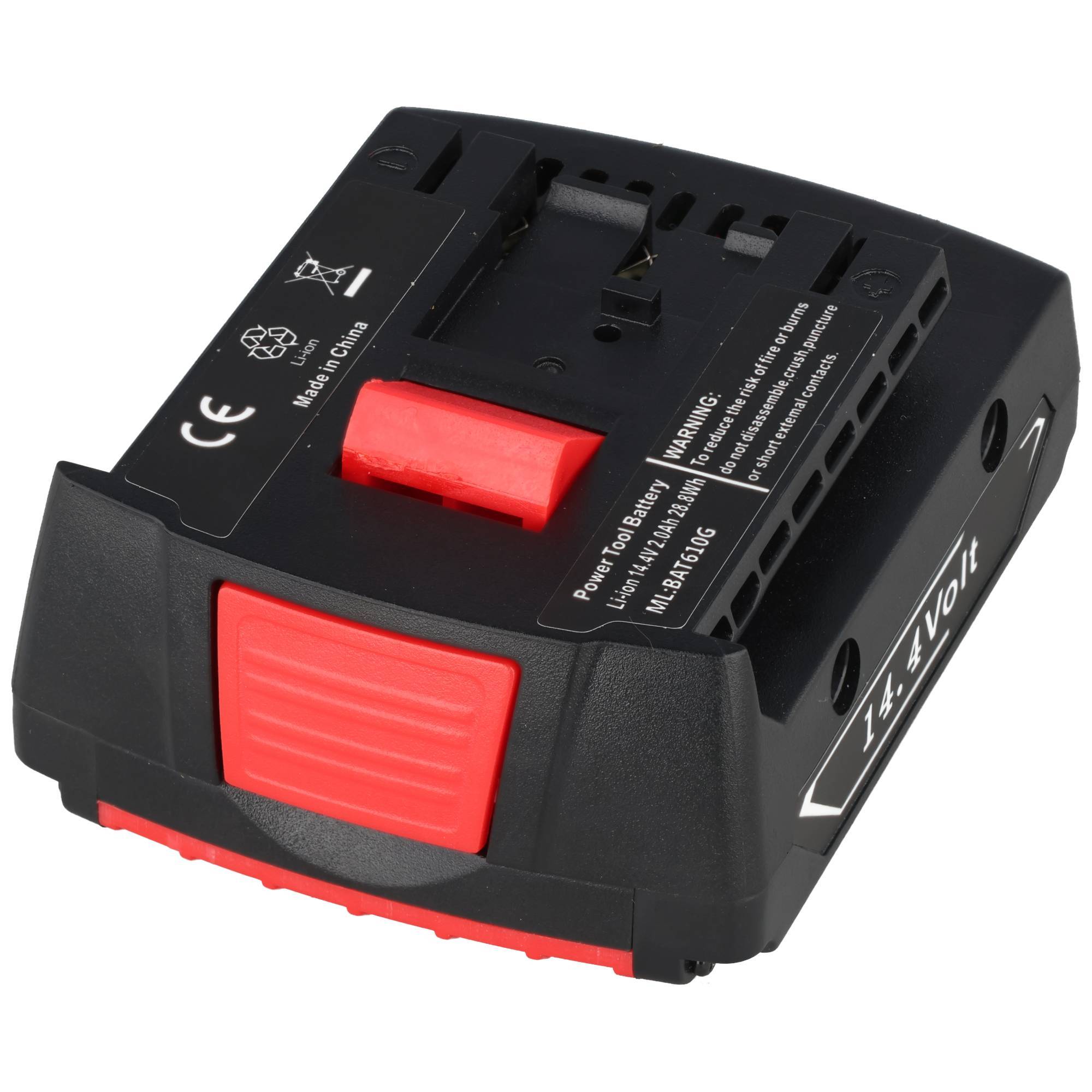 Akku kompatibel für Bosch GDR 14,4V-LI, GSR 14,4 VE-2-LI, Li-ion, 14,4V, 2000mAh, 28,8Wh, schwarz