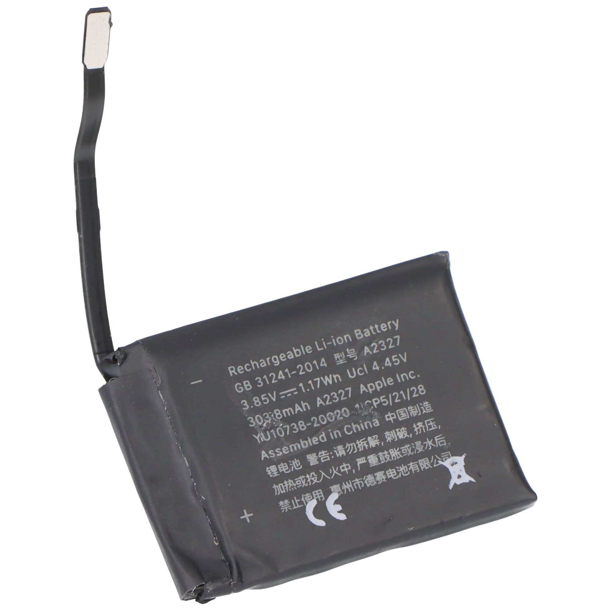 Akku passend für Apple Watch 6 44mm, A2292, Li-Polymer, 3,85V, 303mAh, 1,2Wh, ohne Werkzeug