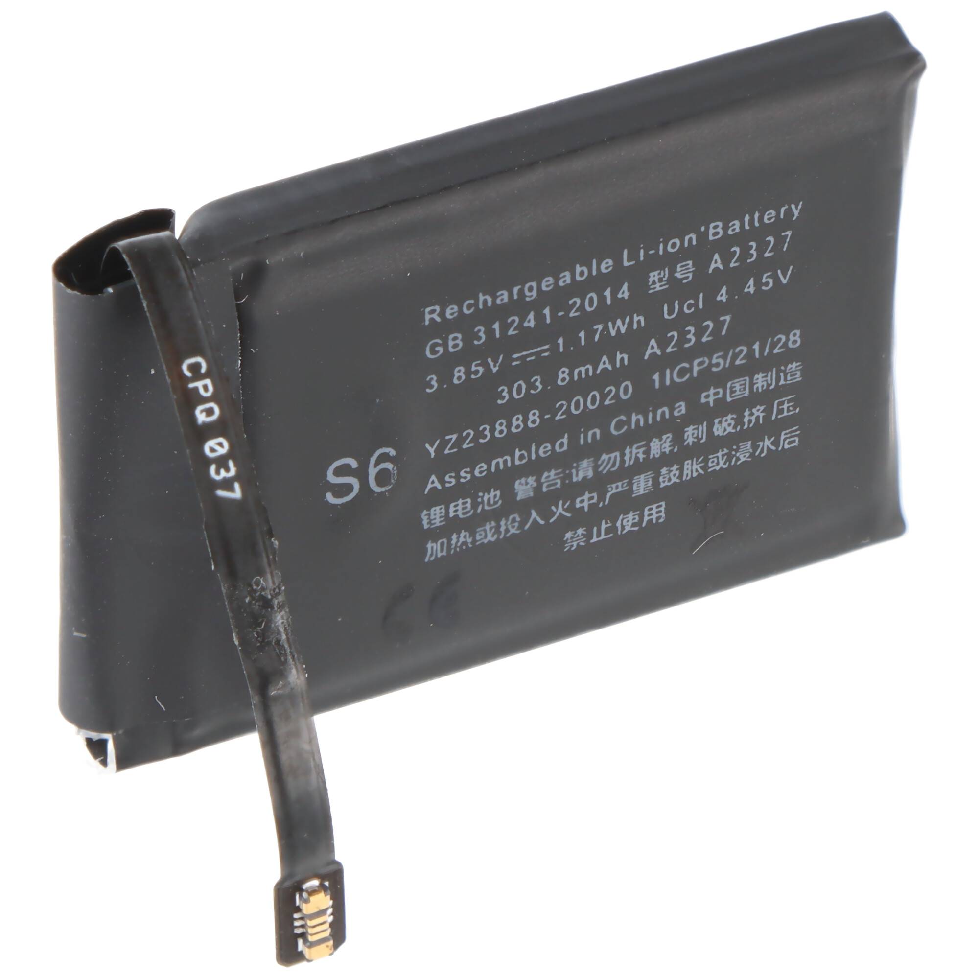 Akku passend für Apple Watch 6 44mm, A2292, Li-Polymer, 3,85V, 303mAh, 1,2Wh, ohne Werkzeug