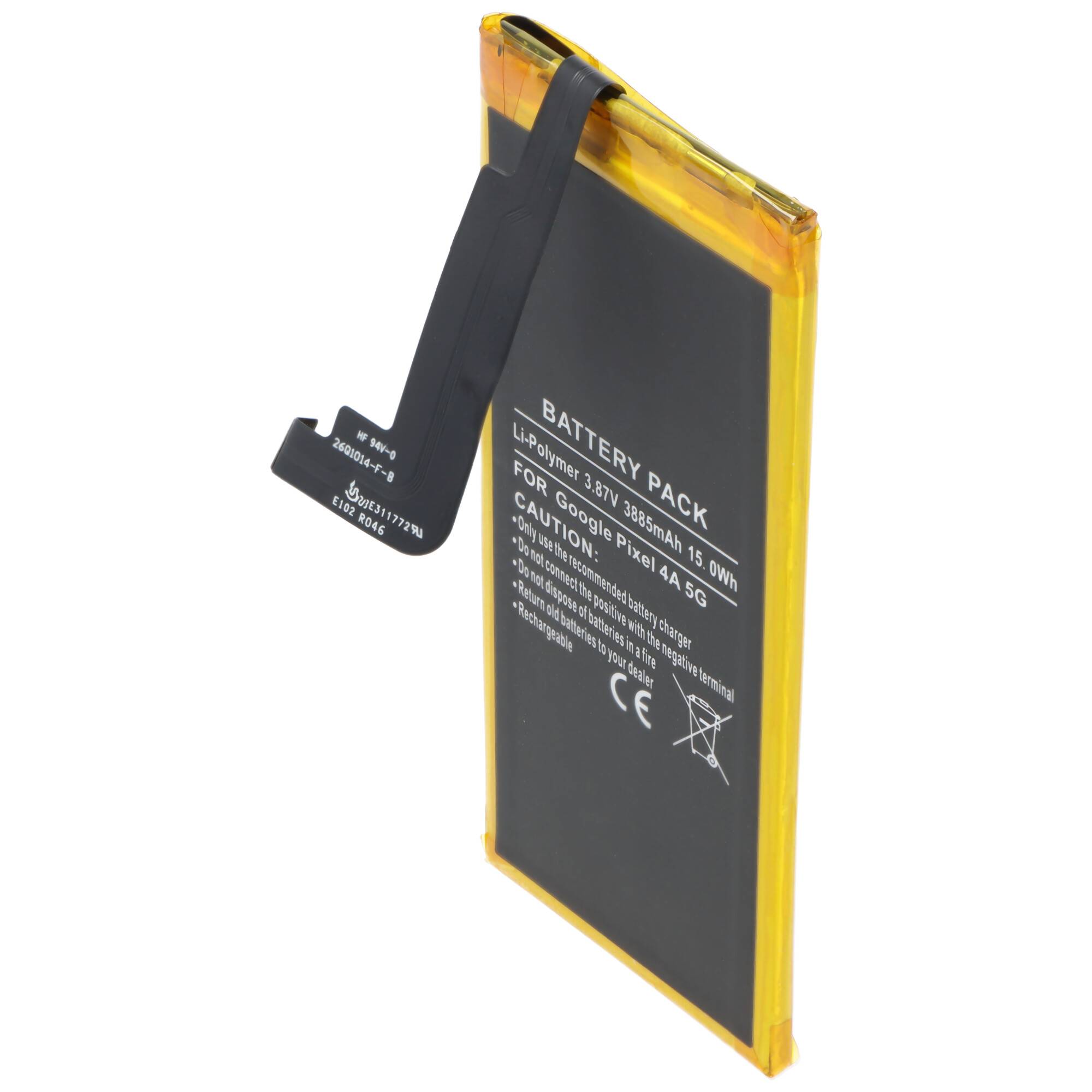 Akku passend für Google Pixel 4A 5G, Li-Polymer, 3,87V, 3885mAh, 15,0Wh