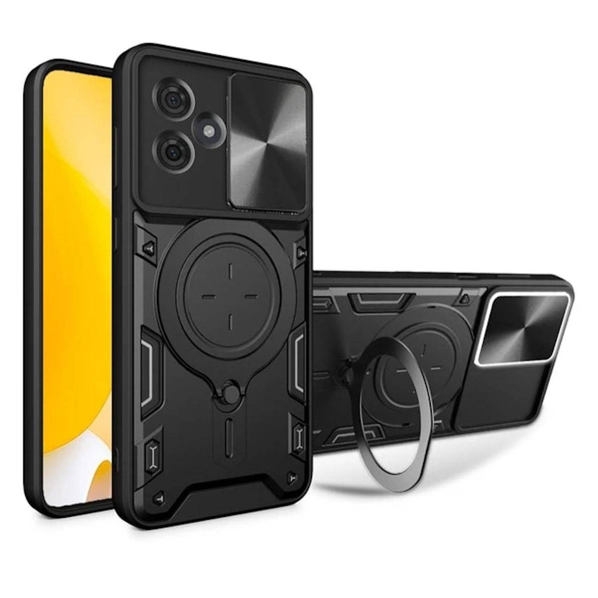 Für Motorola Moto G54 Armor Magnet Ring Cover Handy Hülle Case Schwarz