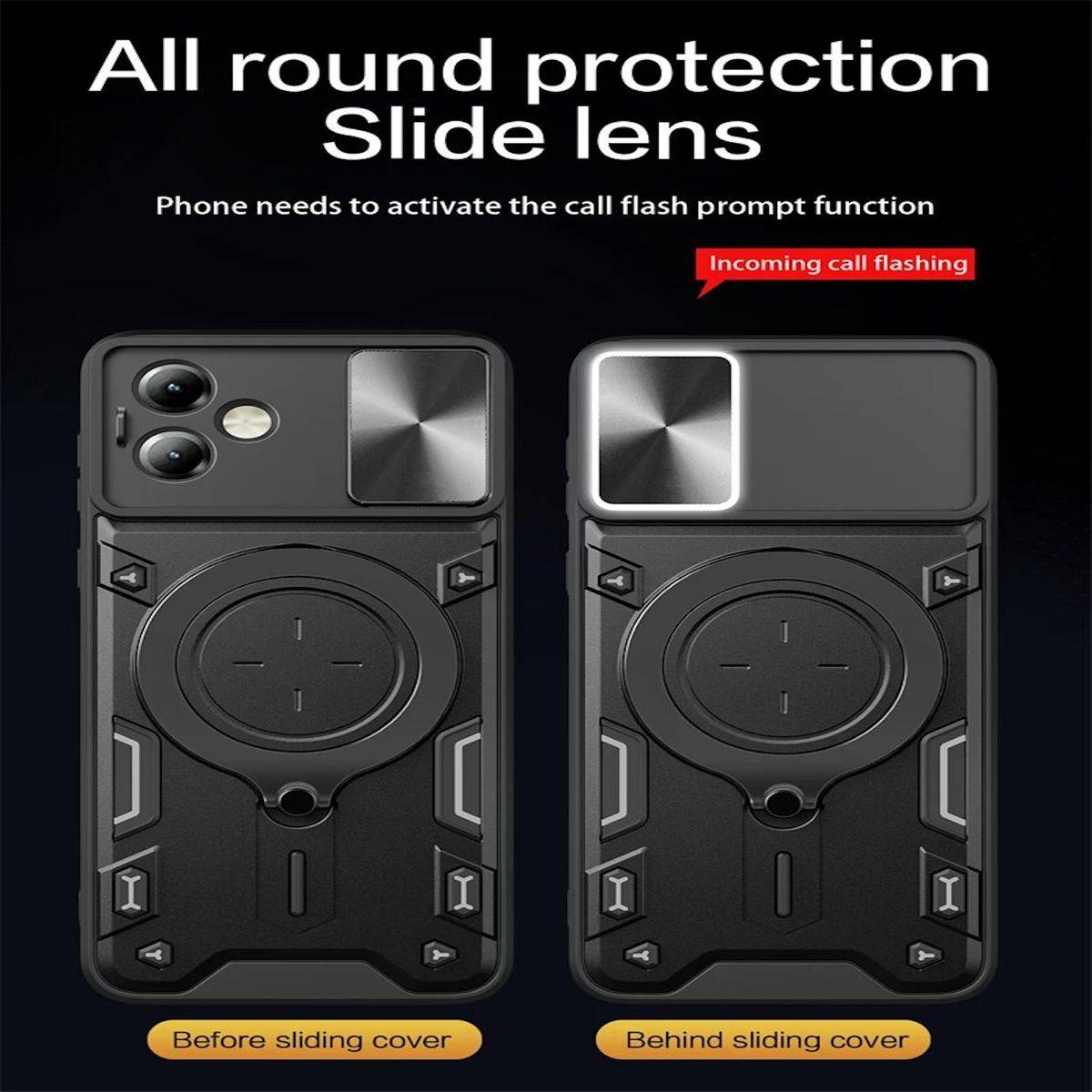 Für Motorola Moto G54 Armor Magnet Ring Cover Handy Hülle Case Schwarz