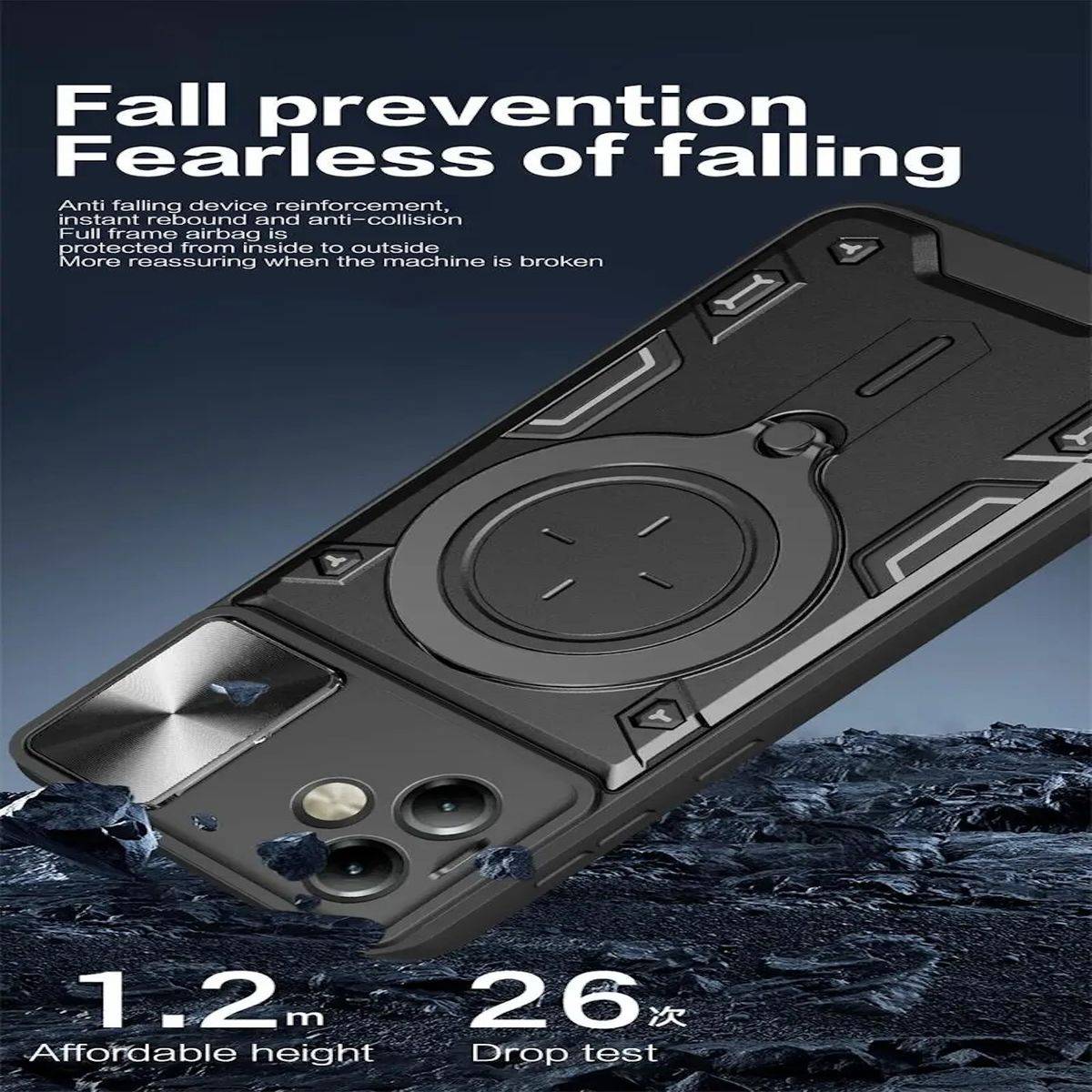 Für Motorola Moto G54 Armor Magnet Ring Cover Handy Hülle Case Schwarz