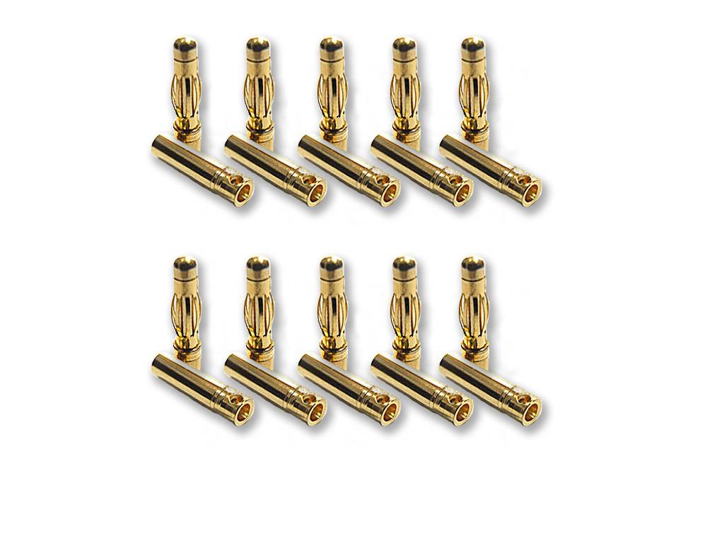 10 Paar 4 mm Goldkontaktstecker | Hochstrom Bananenstecker | Modellbau & Elektronik