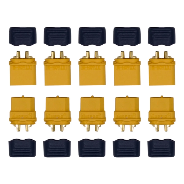 Amass XT60H Hochstromstecker 5 Paar | 30A | Vergoldete Kontakte & Knickschutz Amass XT60H Hochstromstecker 5 Paar | 30A | Vergoldete Kontakte & Knickschutz