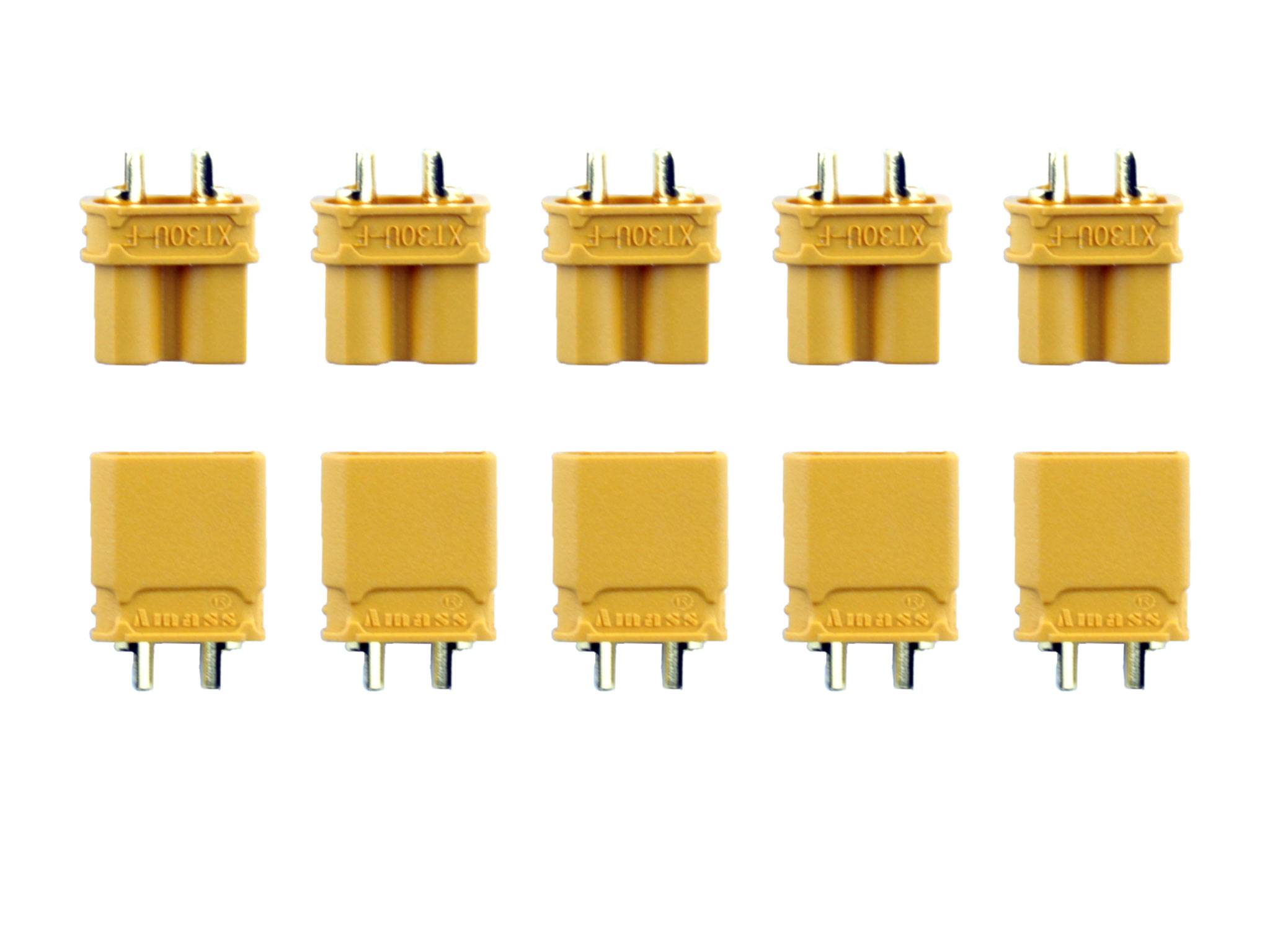 5 Paar Amass XT30 (10 Stück) Stecker/Buchse (male/female) 2,0 mm