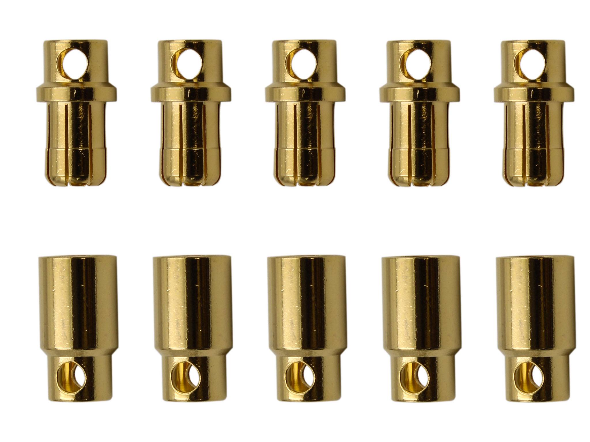 5 Paar 8 mm Goldkontaktstecker Verbinder (Stecker/Buchse) Lochmulde