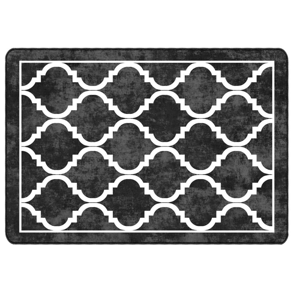 vidaXL Teppich Waschbar Schwarz und Weiß 160x230 cm Rutschfest