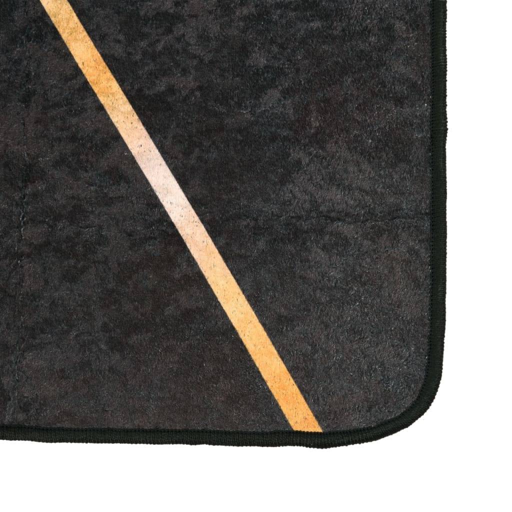 vidaXL Teppich Waschbar Schwarz und Golden 160x230 cm Rutschfest