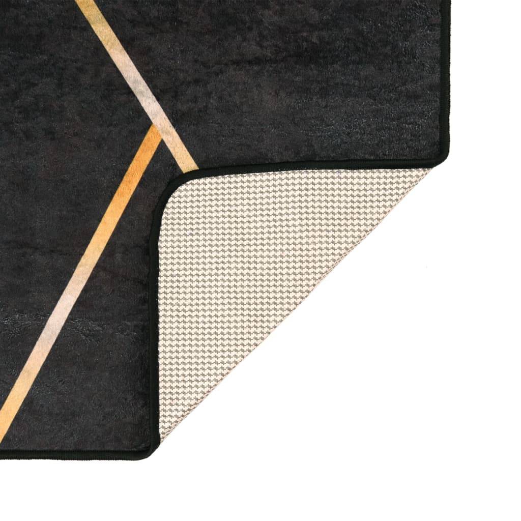vidaXL Teppich Waschbar Schwarz und Golden 160x230 cm Rutschfest
