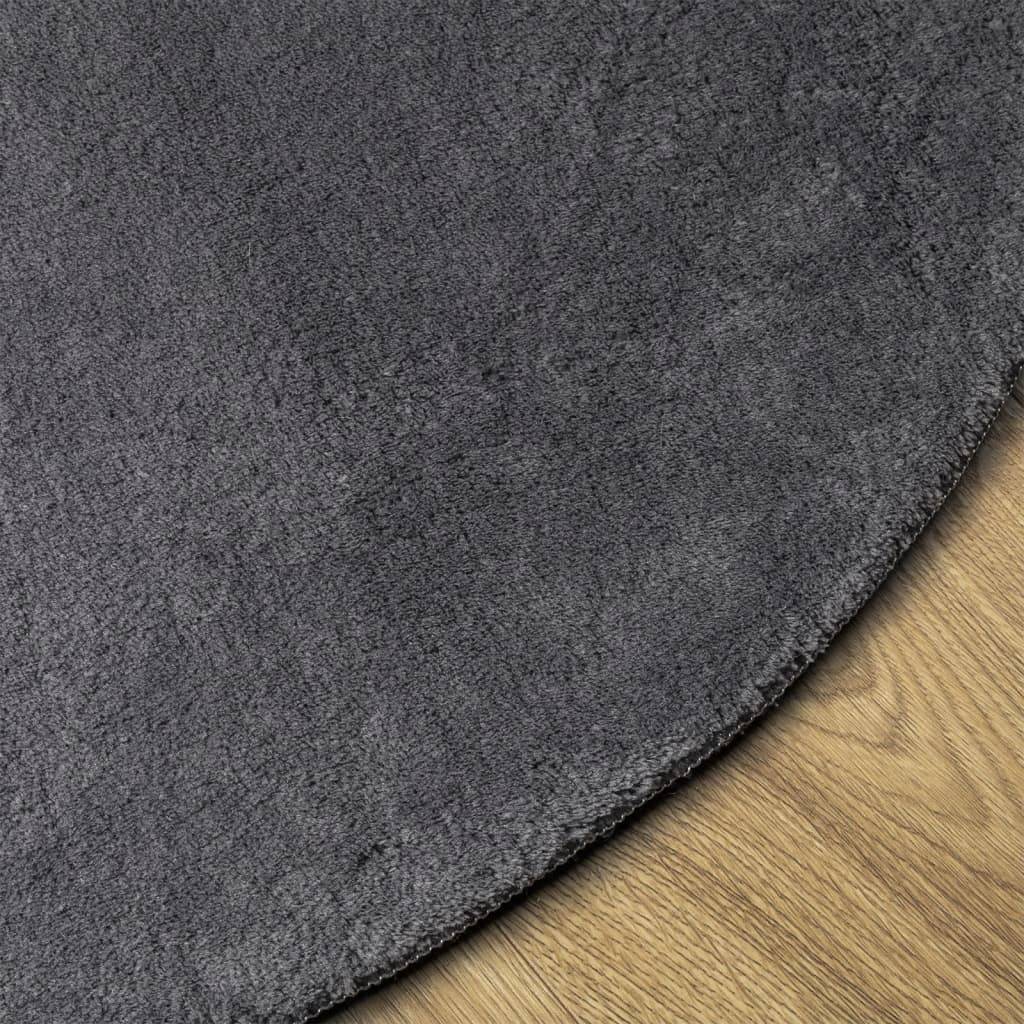 vidaXL Teppich HUARTE Kurzflor Weich und Waschbar Anthrazit Ø 200 cm