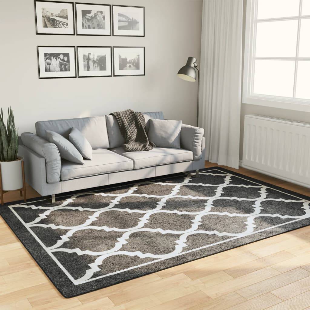 vidaXL Teppich Waschbar Schwarz und Weiß 160x230 cm Rutschfest