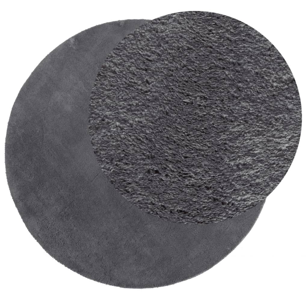 vidaXL Teppich HUARTE Kurzflor Weich und Waschbar Anthrazit Ø 200 cm