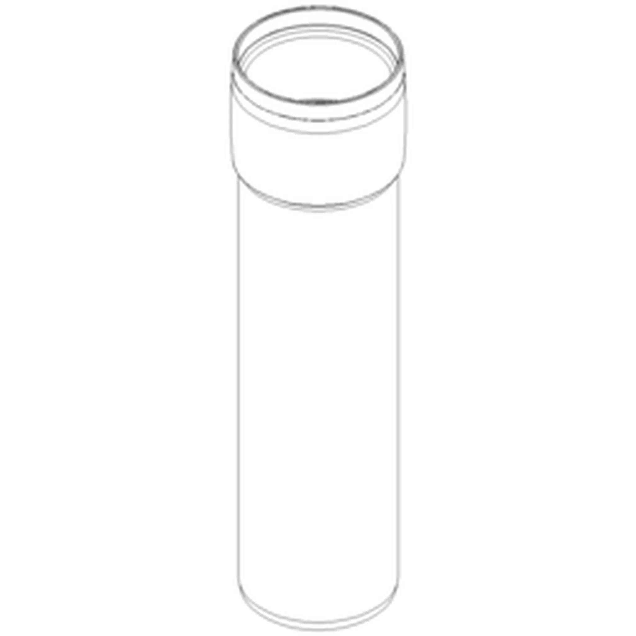 Weiße zylindrische Flasche oder Röhre mit gewindeltem offenen Verschluss, dargestellt als einfache Kontur auf einfachem Hintergrund.