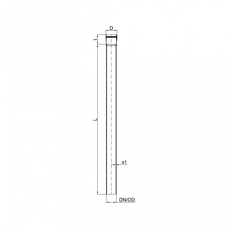 POLOPLAST Rohr, POLO-KAL XS, DN50, 50x750mm, PP-MD, blau, Stange mit 750mm, 1 Stk.