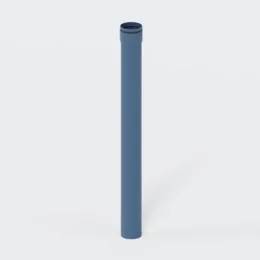 Blaues vertikales zylindrisches Rohr, das aufrecht auf einem schlichten weißen Hintergrund steht.