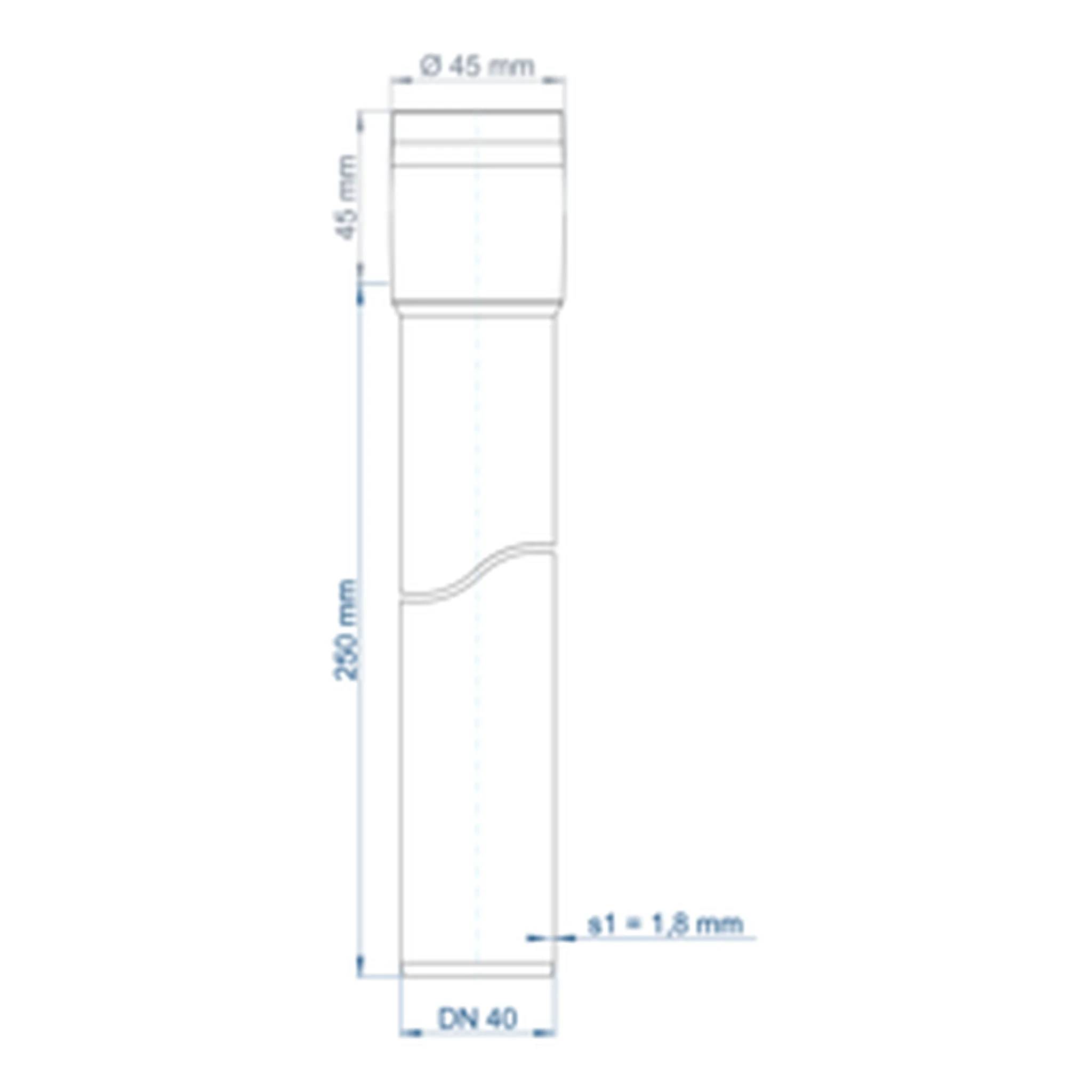 POLOPLAST POLO-KAL XS Steckmuffenrohr DN 40/250, Stange mit 250mm, 1 Stk.