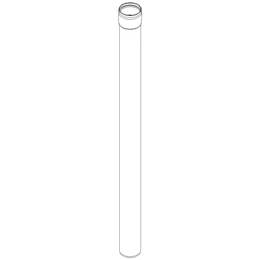 Ein klares, leeres zylindrisches Reagenzglas, das aufrecht auf weißem Hintergrund steht.