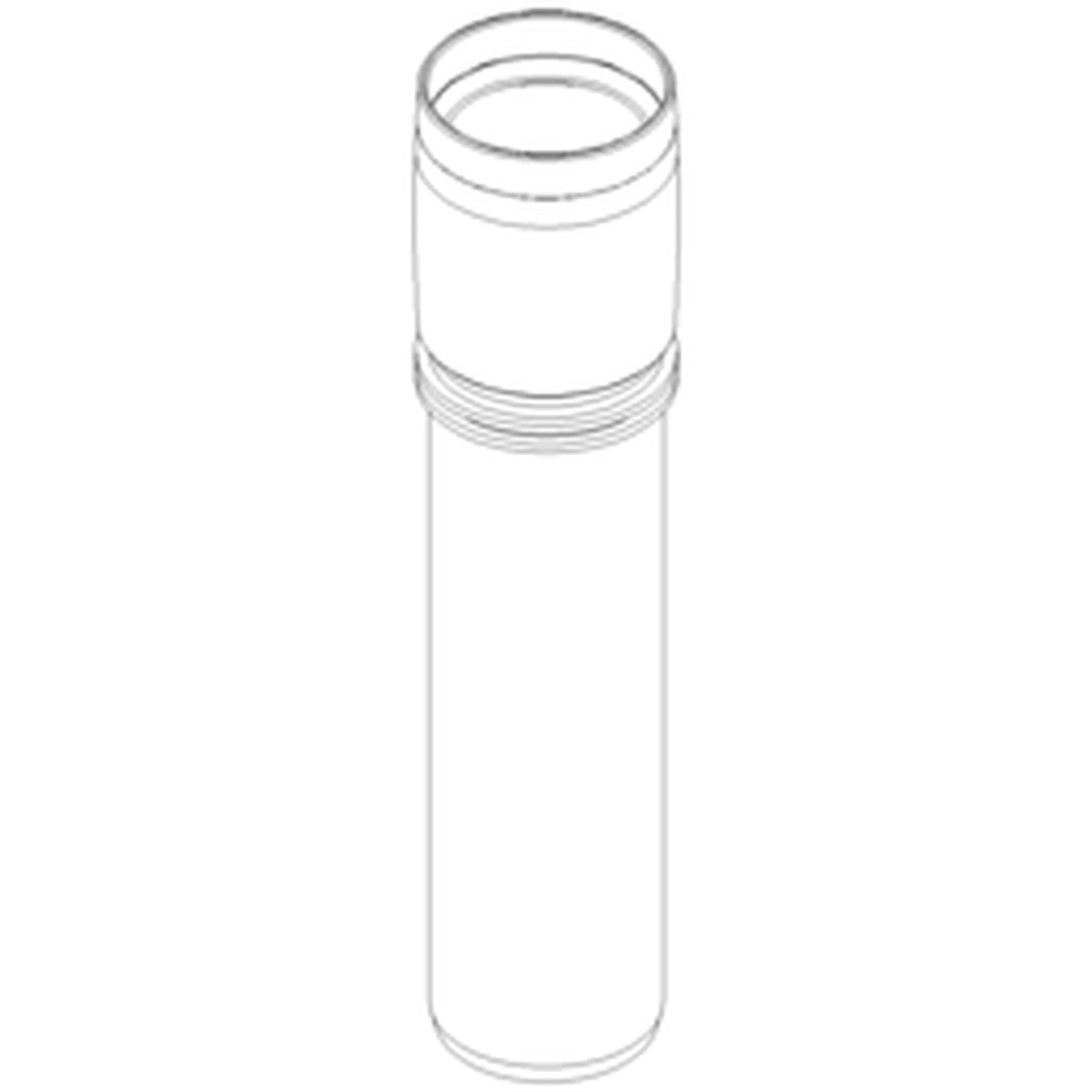 Einfache Strichzeichnung einer hohen zylindrischen Flasche oder eines Rohrs mit einer Gewinde-Verschlusskappe an der Oberseite.