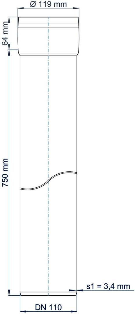 PoloPlast POLO KAL XS Rohr DN 110, 750mm