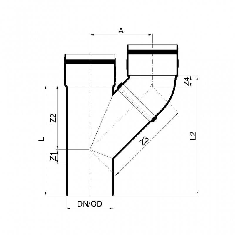 PoloPlast POLO KAL XS Parallelabzweig DN 90/90