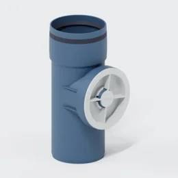 Blau PVC-Rohranschluss mit seitlichem Handradventil zur Durchflussregelung