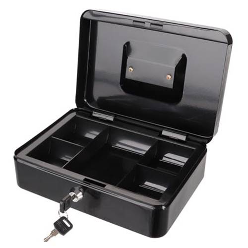 2 x Geldkassette mit Münzeinsatz und Tragegriff schwarz 25x18x9cm