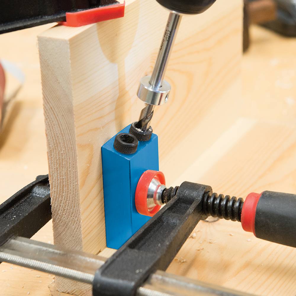 Taschenloch Bohrvorrichtung 15° Winkel 6, 8 u. 10 mm