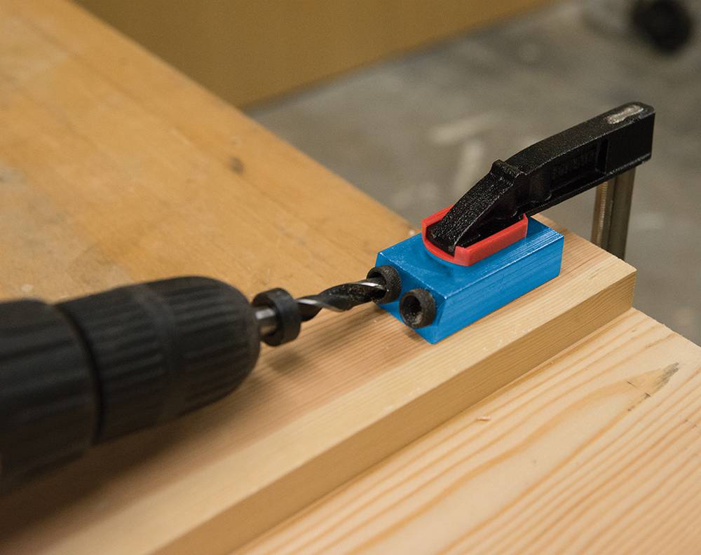 Taschenloch Bohrvorrichtung 15° Winkel 6, 8 u. 10 mm